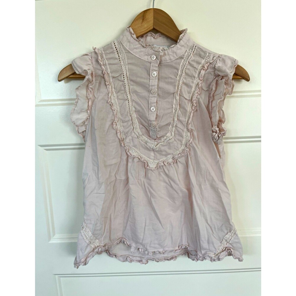 Jason Wu Pink Ruffle Lace Sleeveless Blouse Top Cottagecore Coquette Size M